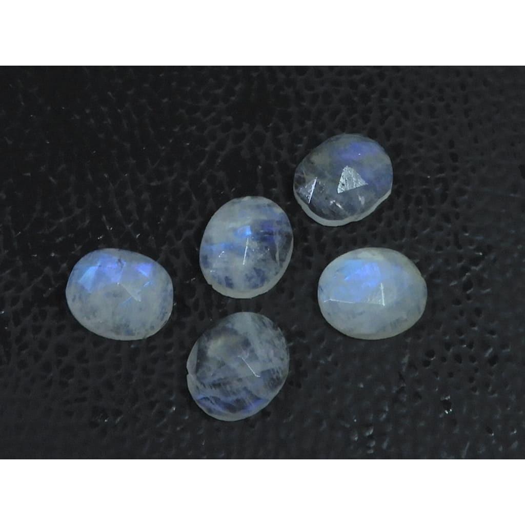 

10X12MM Natural Rainbow Moonstone Checker Cut Oval Cabochon Gemstone 5PcsLot C-1769