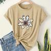 Women Summer T Shirt Retro Fashion Short Sleeve Tees Casual Flower Printed  Tops