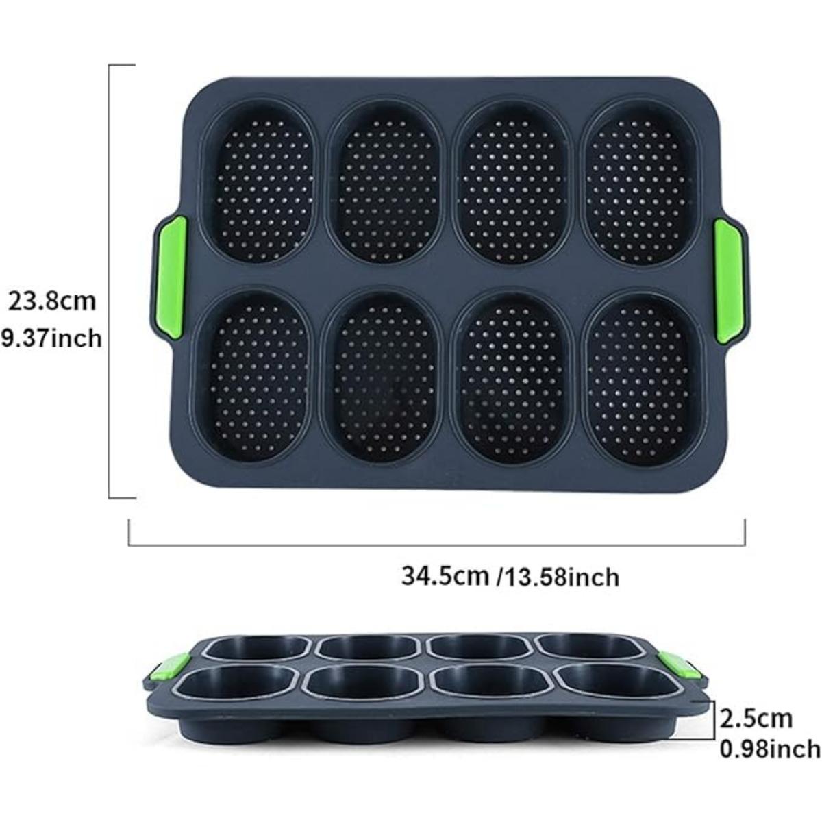 

Мини-противень для выпечки багетов, антипригарная силиконовая форма для выпечки французского хлеба, форма для выпечки багетов на 8 буханок хлеба темно серый
