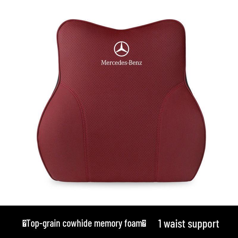 Genuine Leather Ultra-Soft Headrest and Neck/Lumbar Support for Mercedes-Benz A, C, E, S, GLA/GLC/GLE Class.