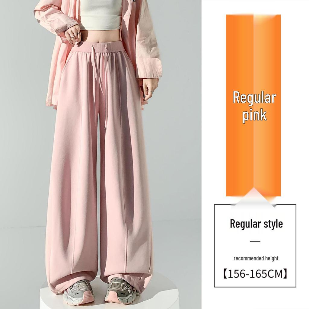 Spring 2026 High-Waisted Wide-Leg Pants - Slimming Loose Straight Casual Two-Wear Floor-Length for Women