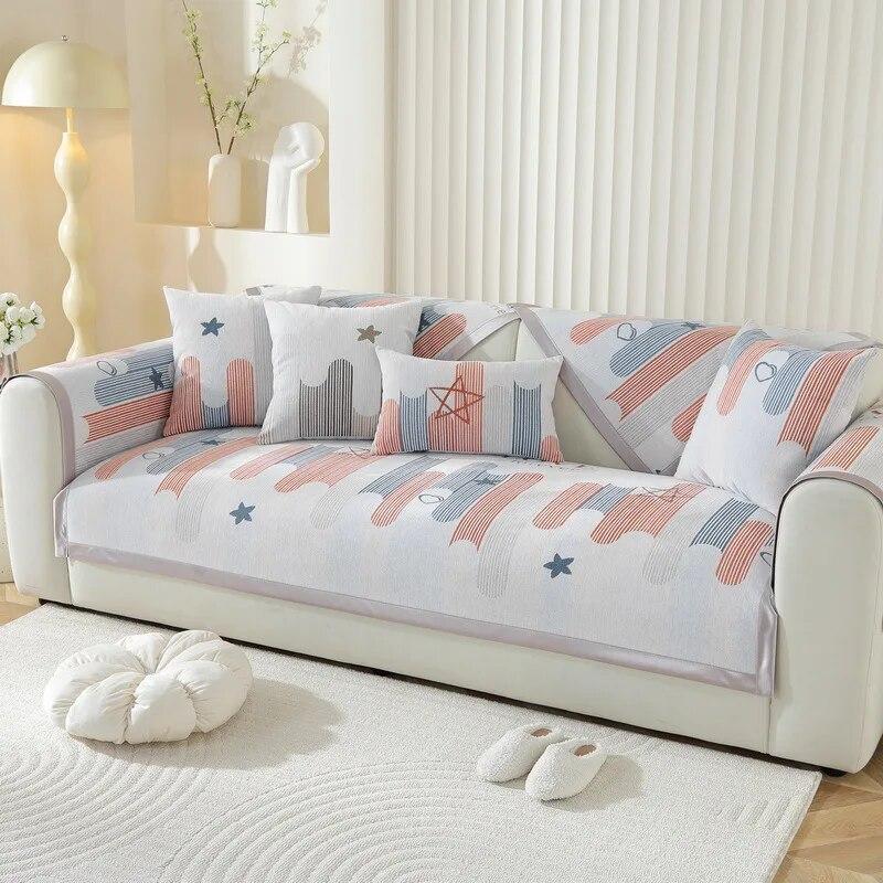 

Новый скандинавский всесезонный чехол для дивана в полоску из синели, жаккардовый декоративный чехол для дивана, полотенце для гостиной, украшение дома 70x70cm 1pcs