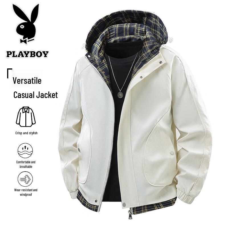 Playboy Men's Faux Two-Piece Lapel Windbreaker Jacket