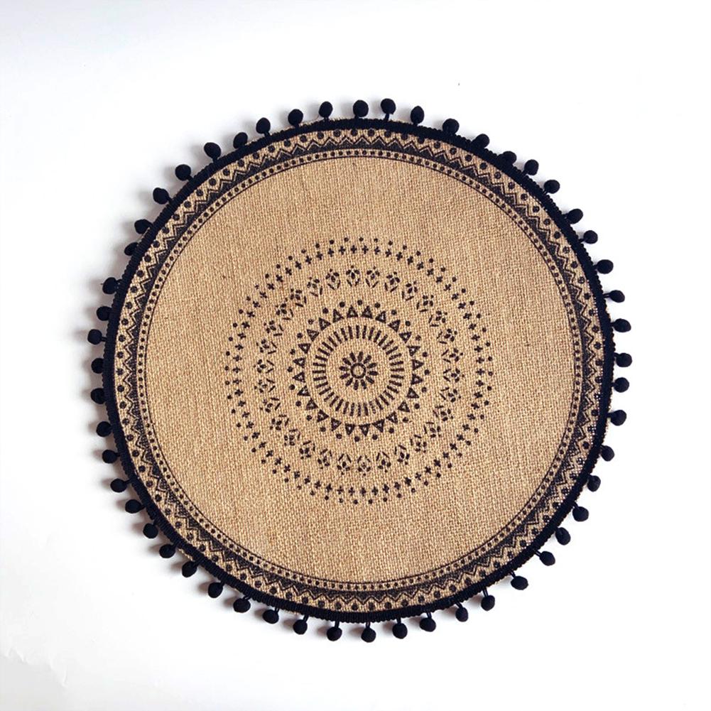4pcs Jute Simple Tableware Mat Home Round Woven Mat Restaurant Retro Decorative Placemat