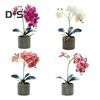 Artificial Potted Plant Faux Moth Orchid Bonsai Desktop Artificial Potted Phalaenopsis Flowers for Home Dining Table Office Desk Decoration