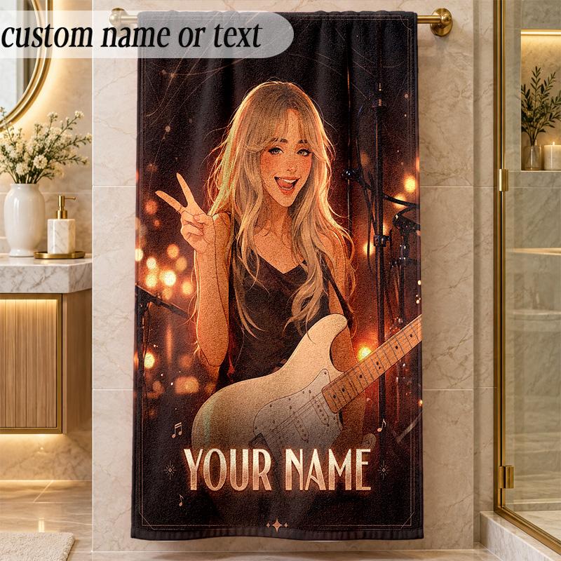 Beach TowelSabrina Carpenter Custom Name Text Personalized Soft Towel for Beach Pool Indoor Home Decor Gift
