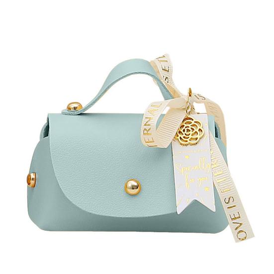 Packaging Box Ribbon Bow Handle Design Handbag Shape Faux Leather Wedding Favors Gift  Candy Bag Household Accessories