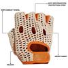 Kango Fitness Real Soft Leather Mesh Net Fingerless Driving Gloves for Weight Training, Cycling, and Wheelchair Use (W-1037) (Size Small)