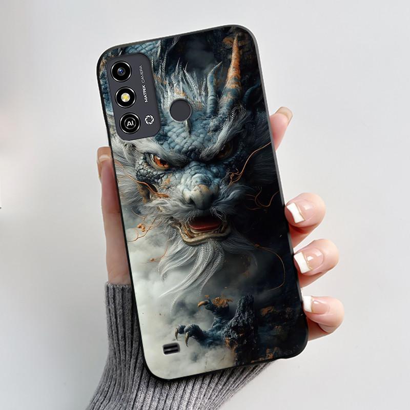 Phone Case For ZTE Blade A53/A53 Plus/Optus X Delight 2 Jelly Soft Black Cover Cute Printed Pattern Rabbit Lamp Penguin Casing