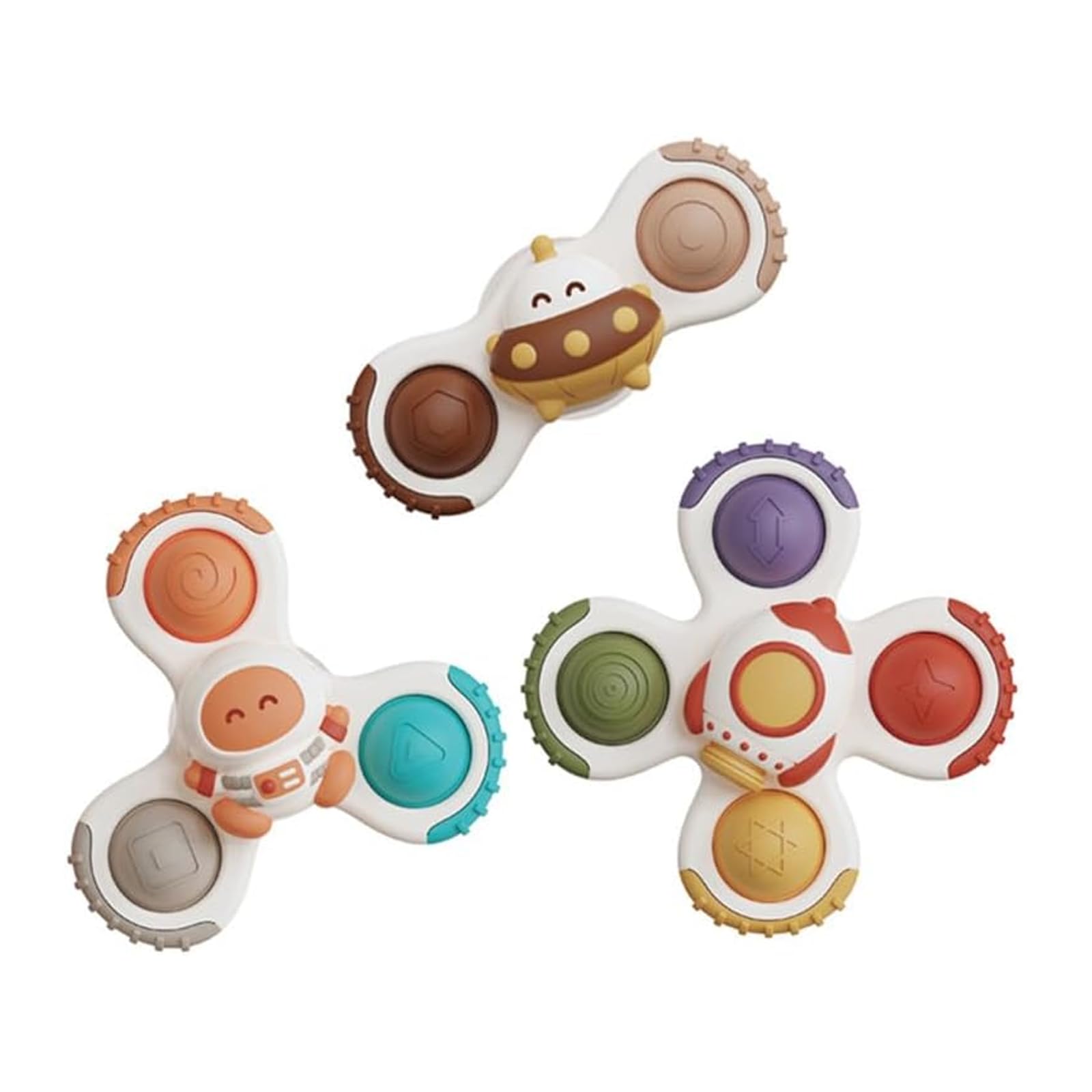 

Colorful spinner that spins in the bath Easy to install with suction cup. A stress reliever for adults. Also makes a great birthday present.