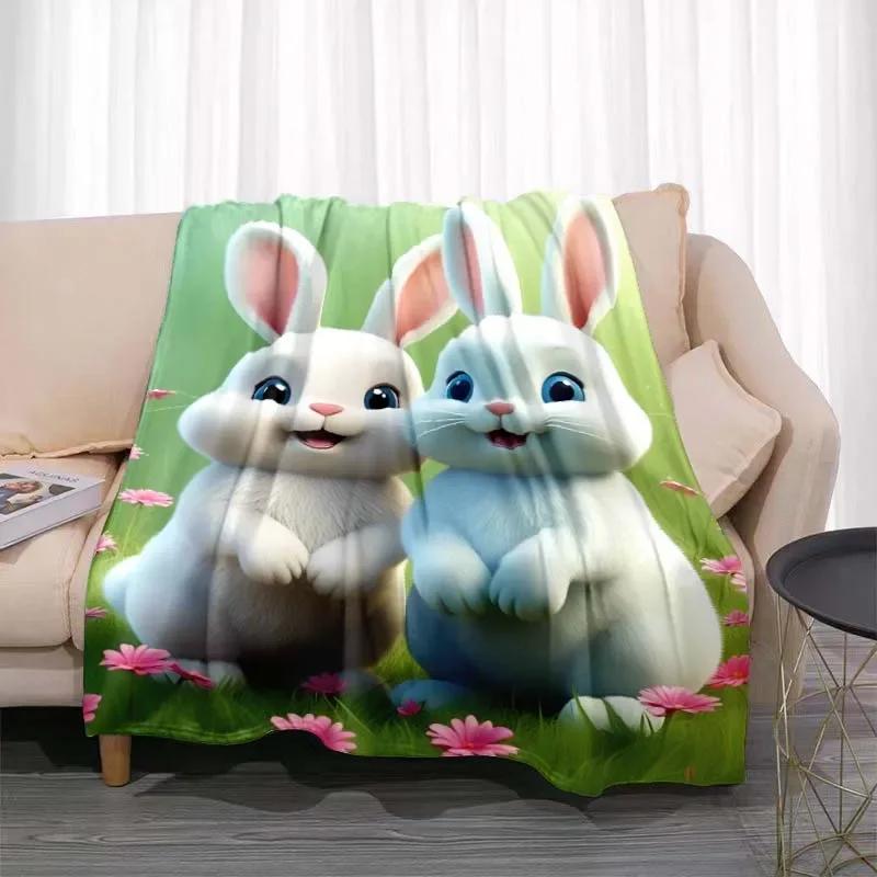 3D Cartoon rabbit pattern printed blanket for living room bedroom home decor children's room bed blanket picnic blankets Luxury
