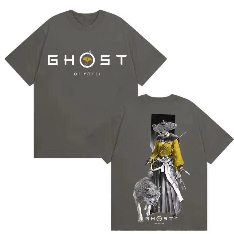 2026 Japanisches Spiel Ghost of Yotei Grafik Baumwolle Unisex Shirt Ukiyo-e Stil Rundhals Kurzarm Damenmode T-Shirt Sommer