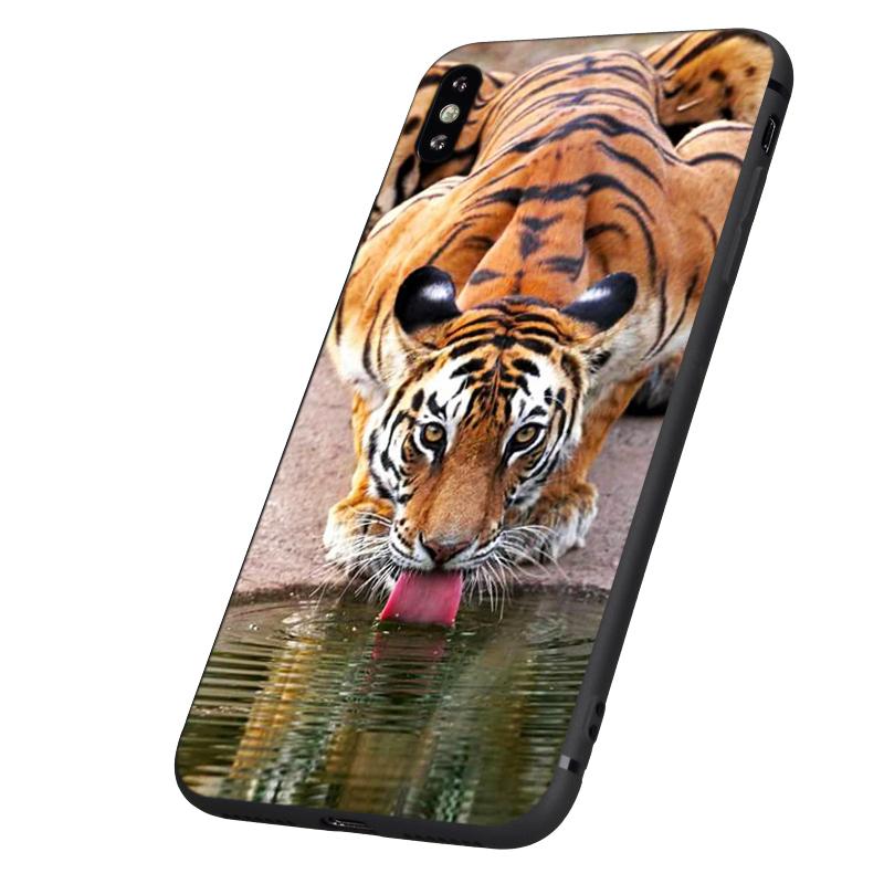 Black Tpu Case for Iphone 5 5s Se 6 6s 7 8 Plus X 10 Silicone Cover XR XS 11 12 Pro MAX Mini SE 2020 Lion Tiger Fashion Animal