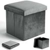 Velvet Folding Opening Pouf with Storage Box Container Loft R.