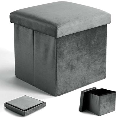Folding Velvet Pouf DIEGO Graphite VELVET Size