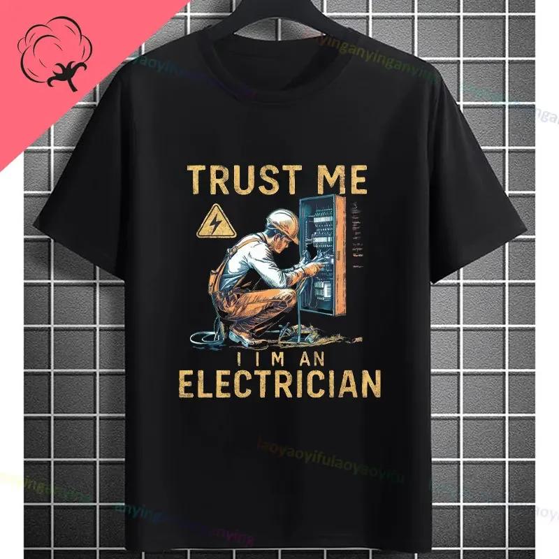100 Cotton Funny Electrical Design Tshirt Electrician For Unisex Crew Neck Short Sleeve Powerline Electricians Tee