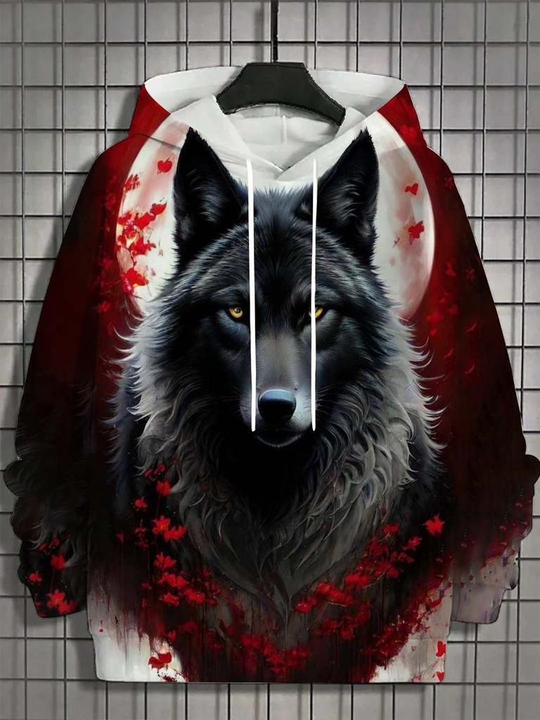 Men's Hoodie 3d Print Animal Tops Wolf Graphics Long Sleeve Hoodie Fashion Casual Autumn Unisex Tops Oversized Hooded Streetwear