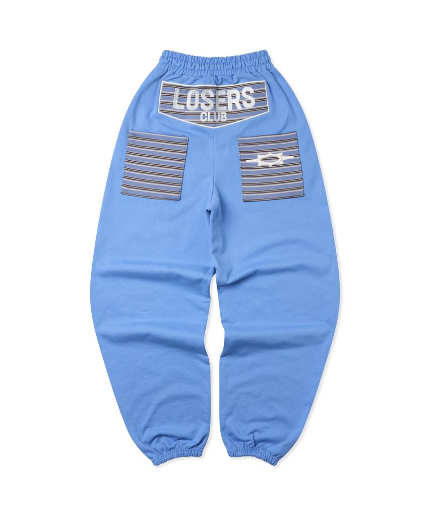 Lujeoseukeulleob Multi Logo Wide Sweatpants Blue