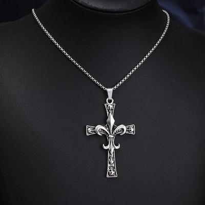 Punk Cross Skull Pendant Necklace, Unisex Statement Jewelry for Students