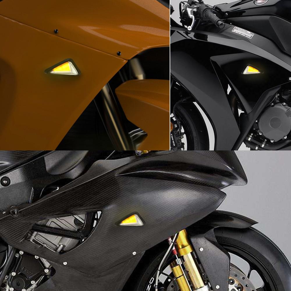 2PCS Motorcycle Smoke Triangle Flush Mount LED Turn Signals DRL Indicator Blinker Flashing Turning Light 12V Moto Accessories