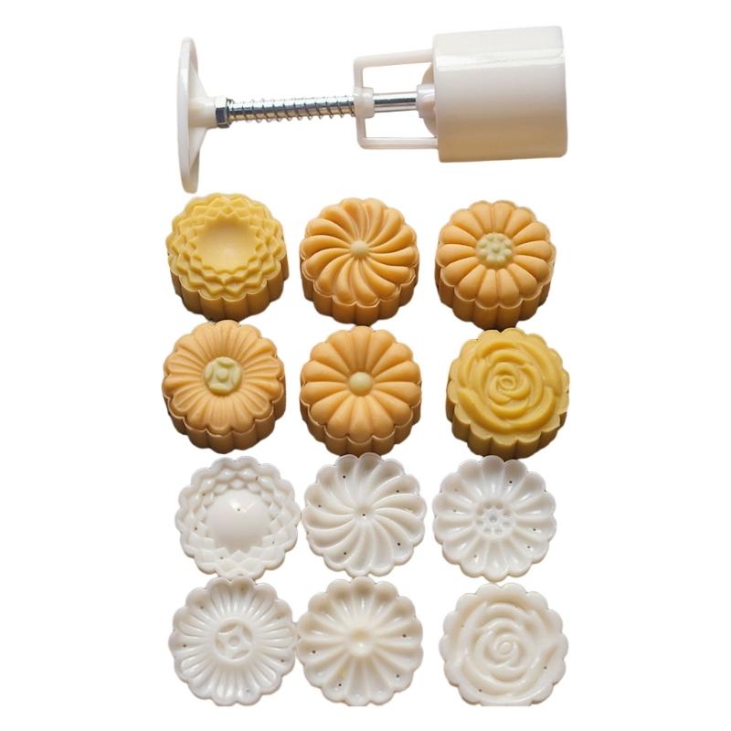 Midautumn Festival Chrysanthemum Cutter Moon Cake Mould Set for Cake Cookie