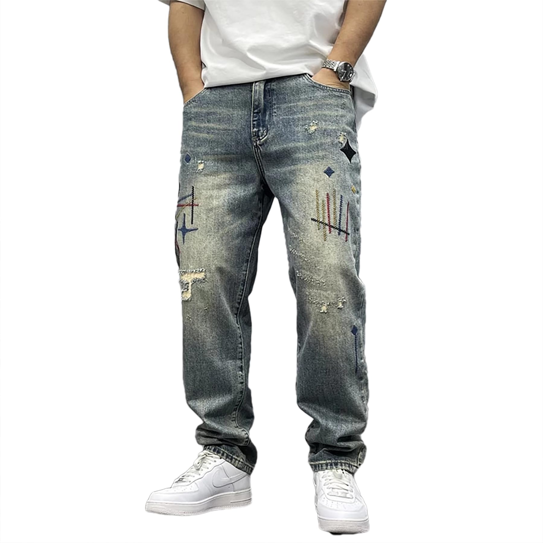 

[Petit de Francais] Men s Pants, Stylish, Stretch, Elastic Waist, Fashionable, Washed Finish, Ankle Length, 9cm Wide, D-49 (JP, Numbered Size, 30)