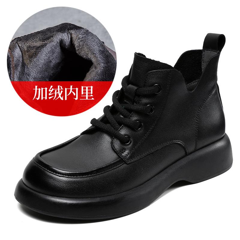 Martin boots women's new autumn low tube retro boots handmade V-mouth lace-up short boots