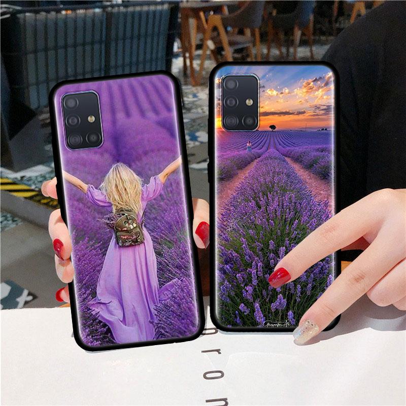 Lavender Case For Samsung Galaxy A51 A71 M31 A41 A31 A11 A01 M51 M21 M11 M40 Black Soft Phone Cover Fundas