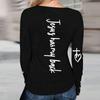 Tshirts For Women Long Sleeve,Round Sleeve Vertical Cross Casual Graphic Shirt,