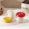 1pc Cute Mushroom Ceramic Dental Swab Tube Cotton Swab Jar Home Living Room Dental Floss Box, Desktop Storage Bottle