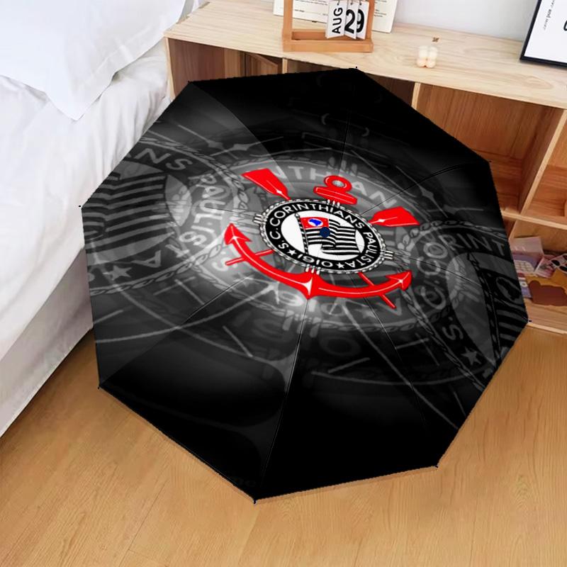 1PC Sport Club Football Crest Printed Umbrella Folding umbrella, automatic umbrella 8-Frame for Travel, camping Fan gifts Christmas Gifts