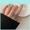 Exquisite Vintage Style Korean Inspired Adjustable Open Ring In 925 Sterling Silver