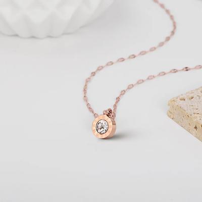 Trendy Crystal Circle Chokers Necklace Titanium  Steel New Zircon Round Circle Zircon Roman Numeral Charms Necklaces