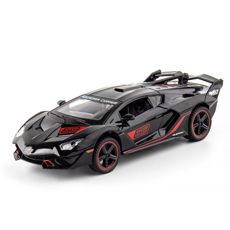 

1/32 Lamborghini Aventador SC18 Alston Alloy Racing Car Model Diecasts Metal Toy Sports Car Model Simulation Sound Light Toy Gift чорний