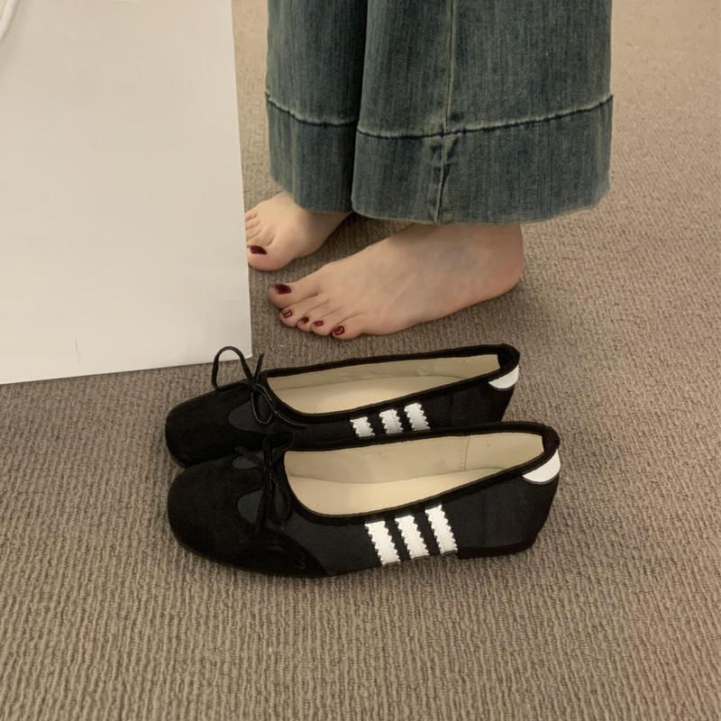 Fashion IPPEUM Ballet Sneakers Women Flats 2025 Summer New Round Toe Red Black Ballerina Shoes
