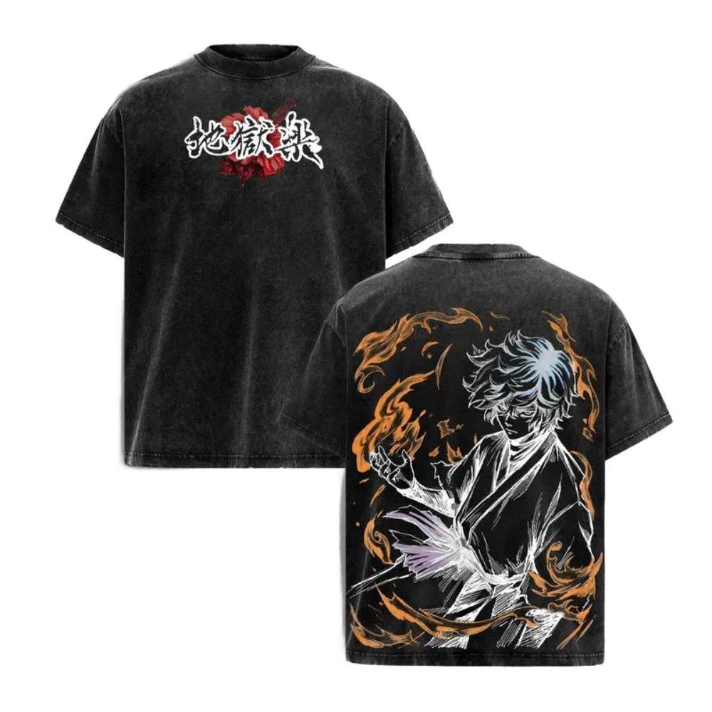 Anime tričko Gabimaru Vintage vyprané Oversized tričko Letní bavlněné tričko s krátkým rukávem Oblečení Pánské oblečení