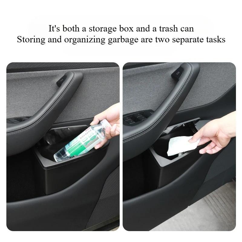 For Tesla Model Y Juniper 2025 Front Door Storage Trash Can Car Door Storage Box Multi Functional Storage Box Car Accessories