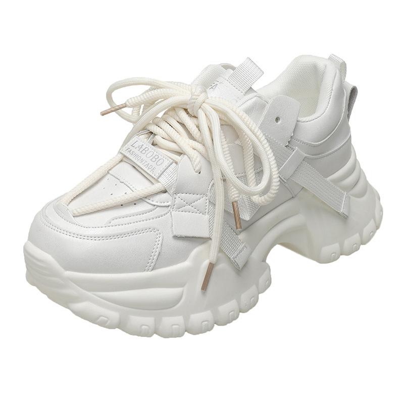 

Comemore Women s Shoes Heightening Thick Bottom Sneakers Larg Size Lace Up Chunky High Heel Spring Autumn Sports Shoes 35 белый