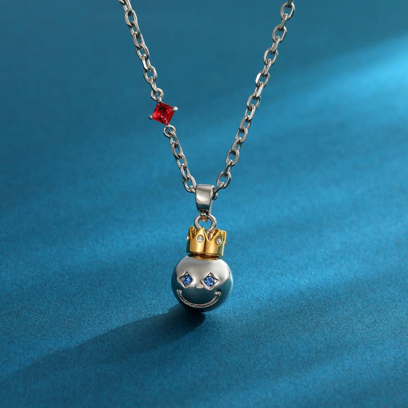 

Face Smiley Fashionforward Crown Necklace Sleek Geometry Design Perfect For Unisex Casual Wear