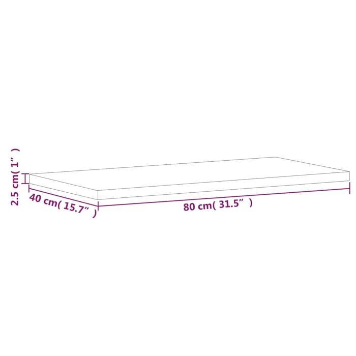 VidaXL Bathroom Countertop 80x40x2.5 Cm Solid Beech Wood 356001