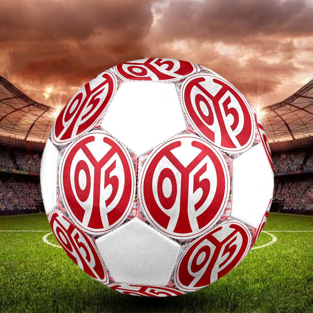 FSV Mainz 05 Size 5 Soccer Ball, Machine-Stitched PVC, Durable & High Bounce, All Ages Fit, Fan Merchandise, Matches & Outdoor Use.