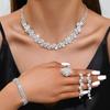 Shiny Diamond-Inlaid High-End Necklace Set: European & American Luxury, Lightweight Elegance, Four-Piece