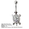 16G Multicolor Rhinestone Cute Turtle Sexy Body Piercing Belly Button Bar Ring