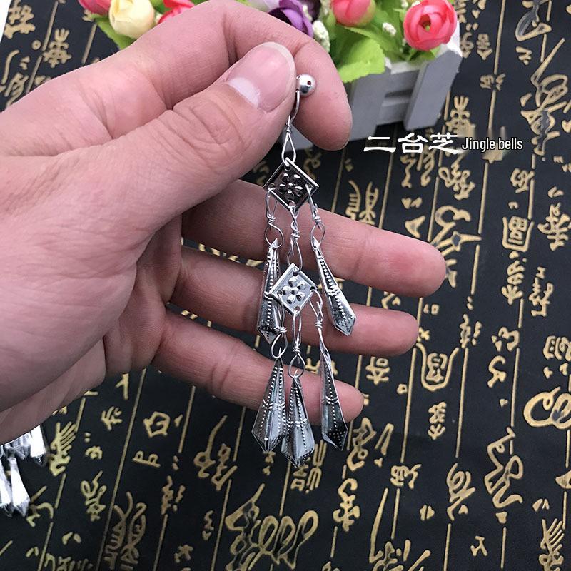 Miao Ethnic Silver Pendants & Handmade Hanfu Hairpin Accessories with Sesame Bells
