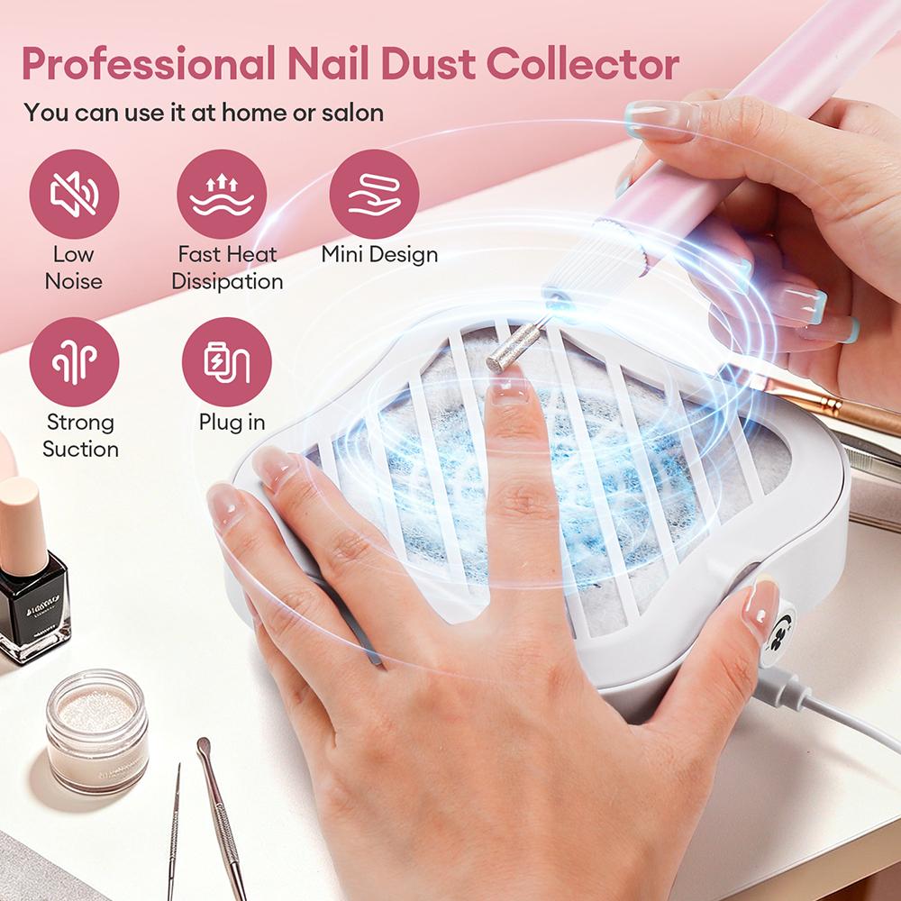 4200PM Mini Nail Dust Collector 60W Portable Nail Dust Extractor 450Pa Suction Nail Vacuum Cleaner Fan Nail Art Manicure Fan
