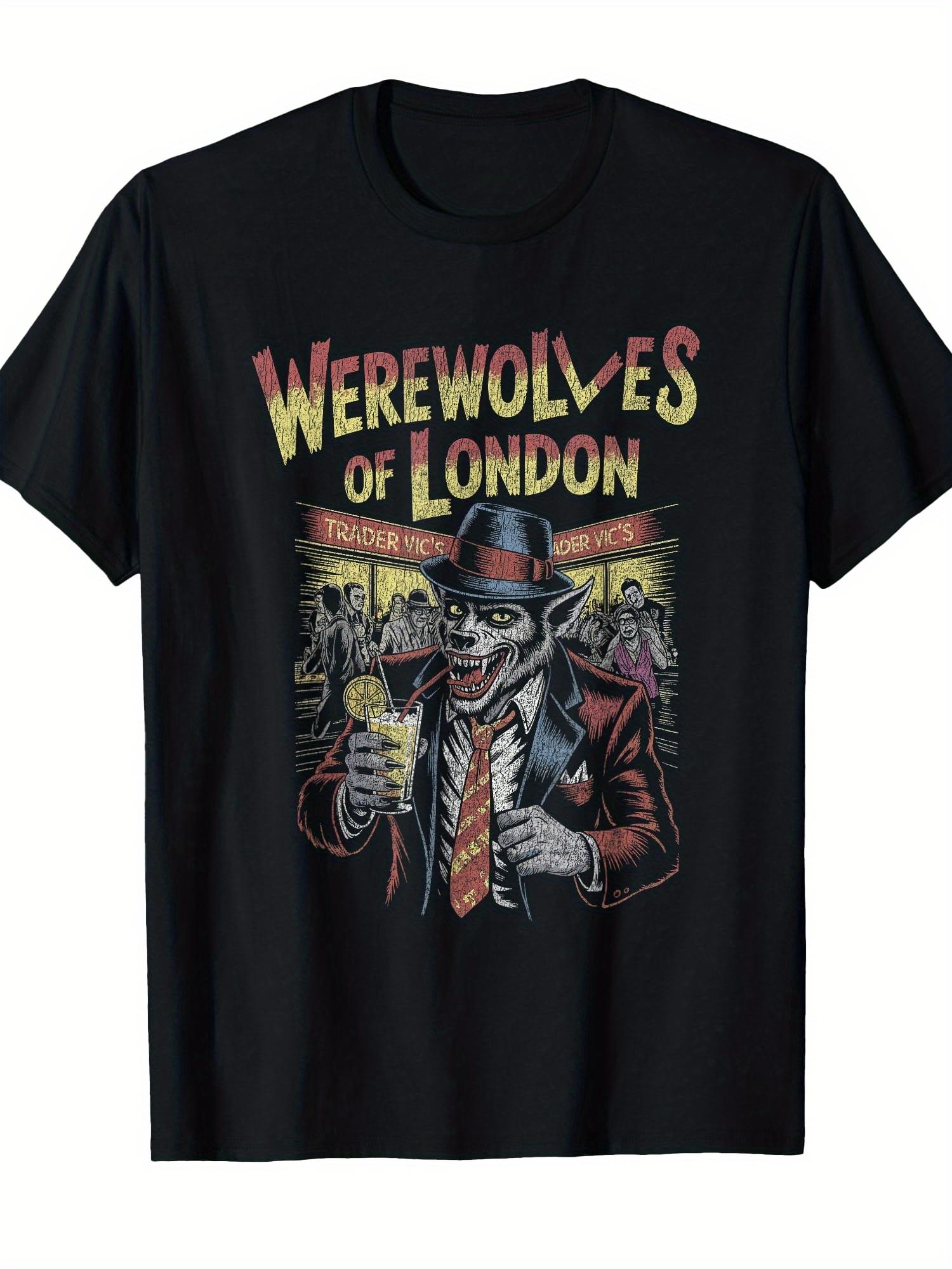 

2026 New London Werewolf Mens Tshirt Short Sleeved Horror Themed Party and Nightclub Tshirt with Iconic Werewolf and London S
