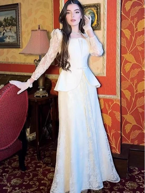 2025 Autumn Flare Sleeve Solid Color Evening Party Two-Piece Set