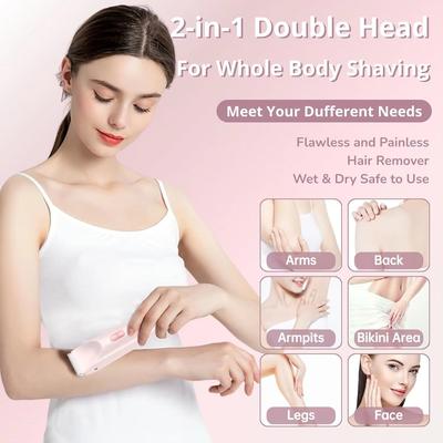 2-in-1 Woman Hair Removal Electric Razor Device Portable Hair Removal Knife Cordless Painless Body Groomer Bikini Trimmer