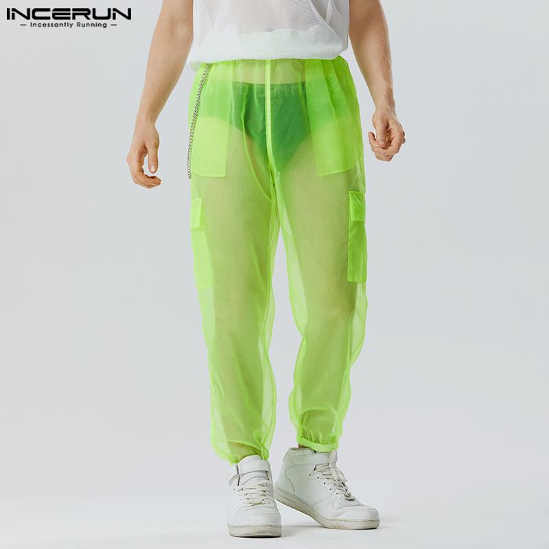Calça Masculina Transparente Malha - Cintura Baixa Com Cordão, Estilo Moderno