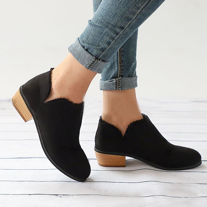 Botas de tobillo de mujer bajo mid block heel damas gruesos casual botines  zapatos Slip-On comprar a buen precio — entrega gratuita, reseñas reales  con fotos — Joom